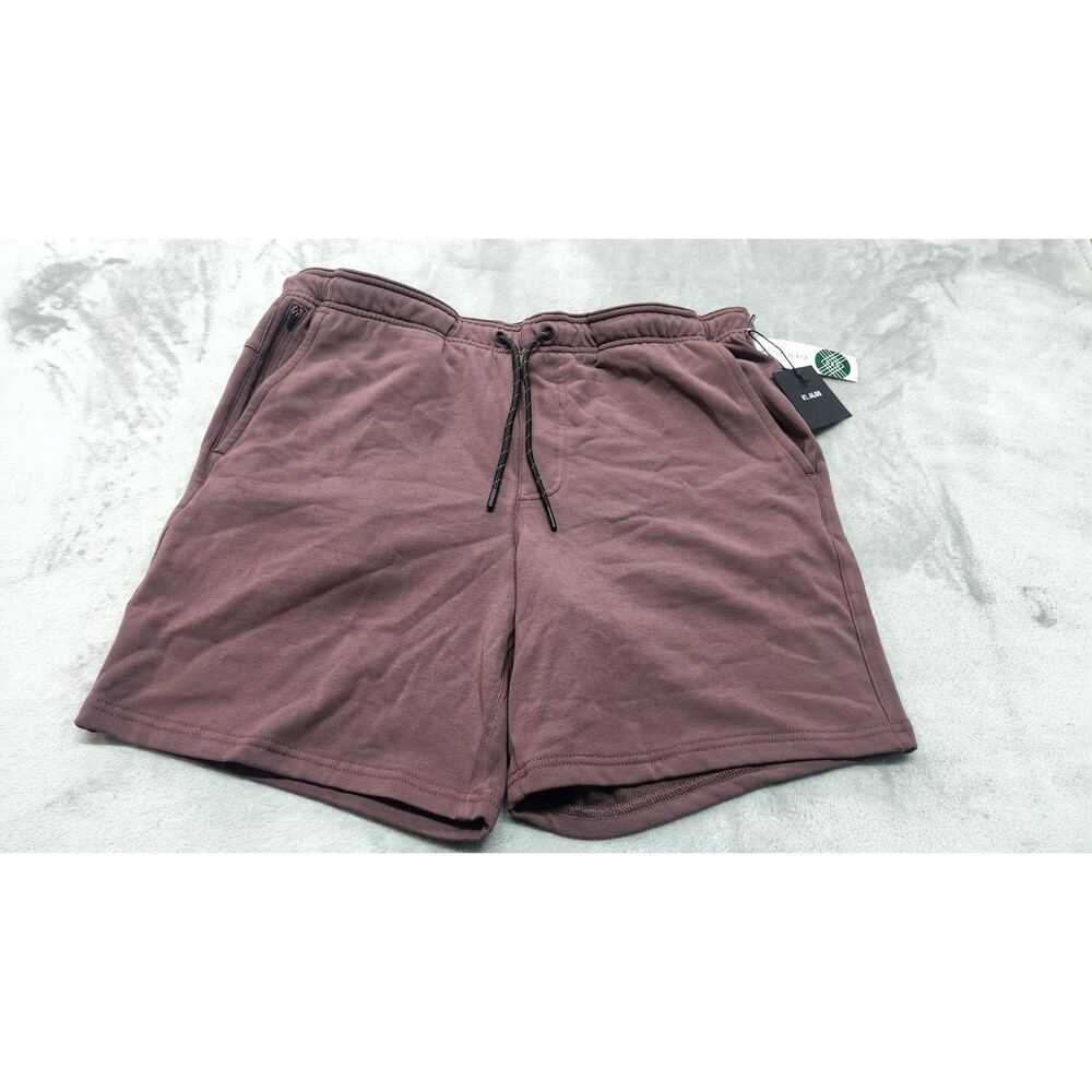 01. Algo Men's L‎ Dark Purple Fleece Shorts 8" Inseam NWT Comfortable Athletic